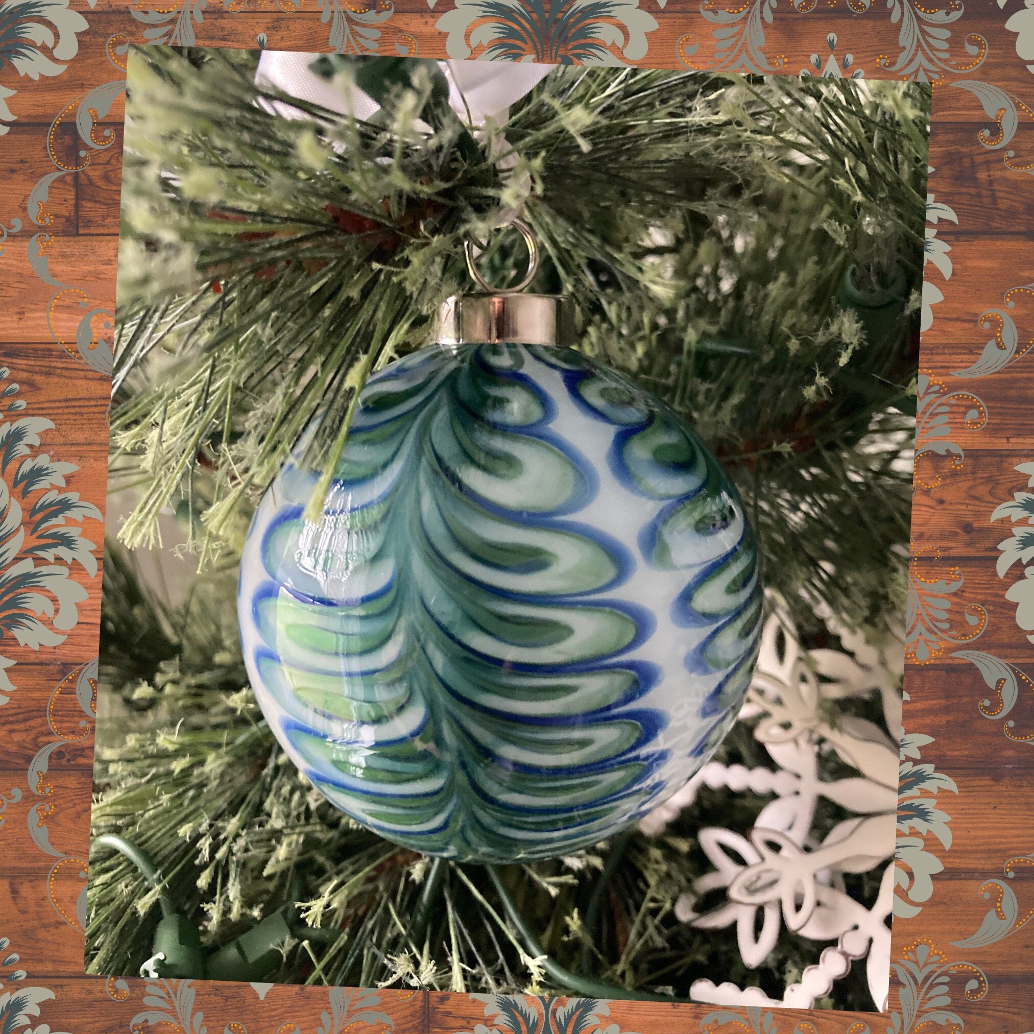Christmas Ornament Hand-blown | one-of-a-kind | Unique holiday Gift